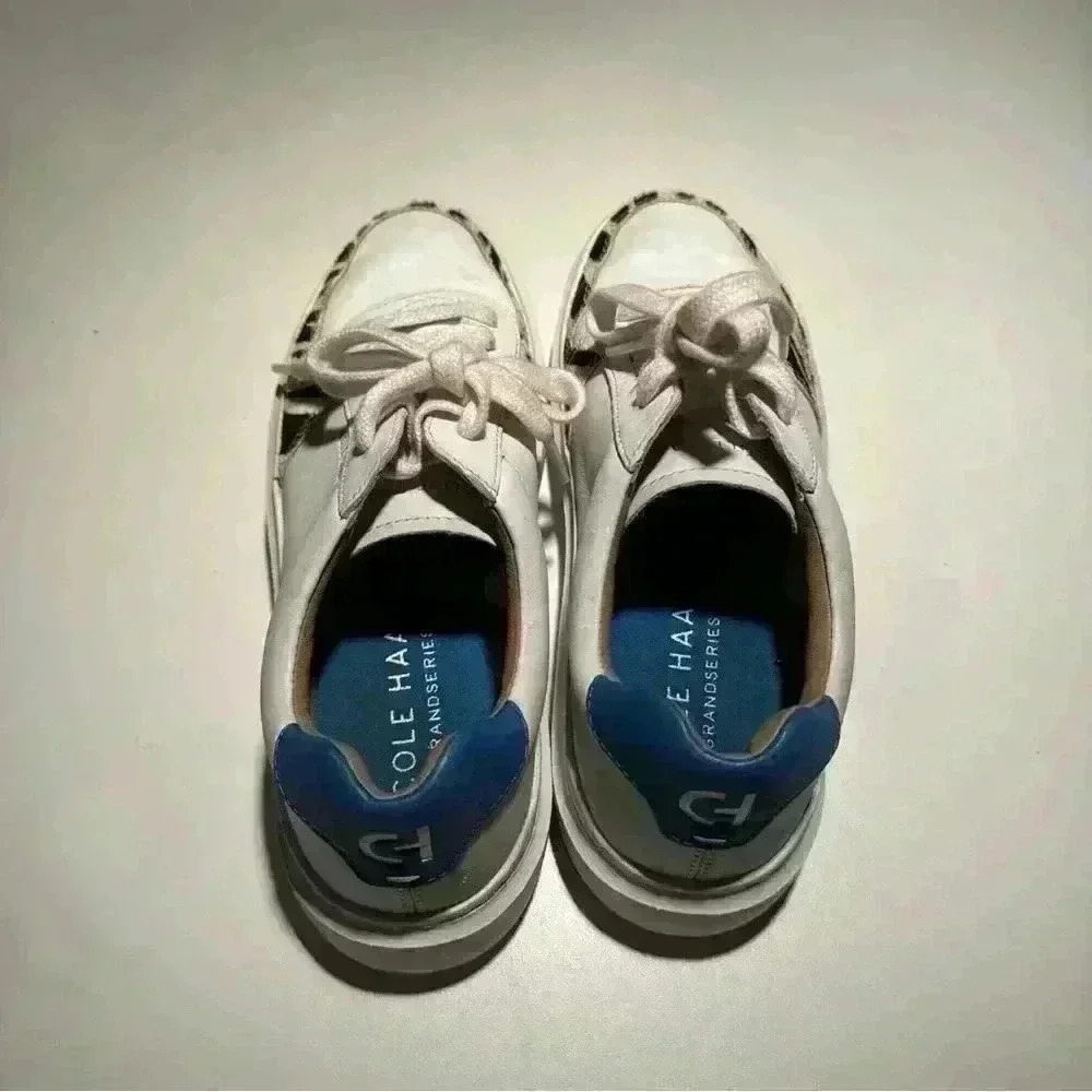 Cole Haan Women's Grandpro Rally Court Sneaker Size 5 B  W21916 White/Zebra/Blue - Picture 9 of 12